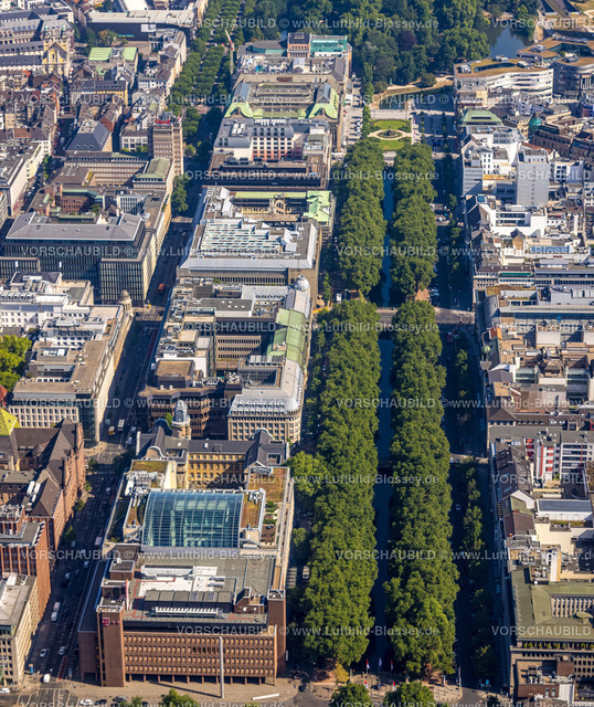Duesseldorf220701051-2 | Luftbild, Innenstadt, Baumallee der Düsseldorfer KÖ, Stadtmitte, Düsseldorf, Rheinland, Nordrhein-Westfalen, Deutschland 