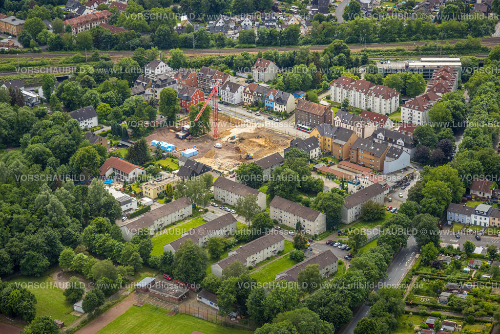 Bochum220604941 | Luftbild, Baustelle Rüsingstraße und Anemonenweg für Wohnungen, Grundstück der ehem. Rüsingschule, Werne, Bochum, Ruhrgebiet, Nordrhein-Westfalen, Deutschland