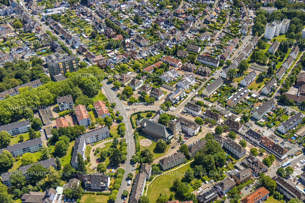 Hattingen230708311 | Luftbild, Kath. St. Joseph Kirche im Wohngebiet, Welper, Hattingen, Ruhrgebiet, Nordrhein-Westfalen, Deutschland