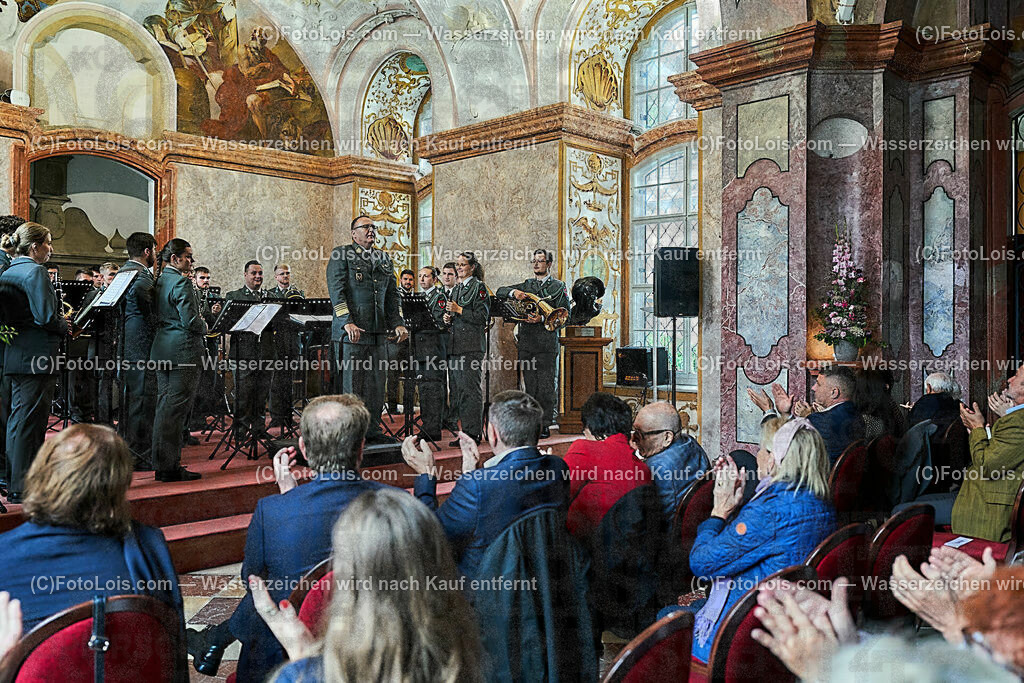 ALS1656_XXXIX-Chopin-Festival_Ausklang_Militaermusikkapelle NOe | (C)FotoLois.com, Alois Spandl, XXXIX. internationales CHOPIN-Festival in der Kartause Gaming, AUSKLANG in der Barockbibliothek mit der Militärmusik Niederösterreich unter der Leitung von Militärkapellmeister Oberst Adolf Obendrauf, So 6. August 2023.