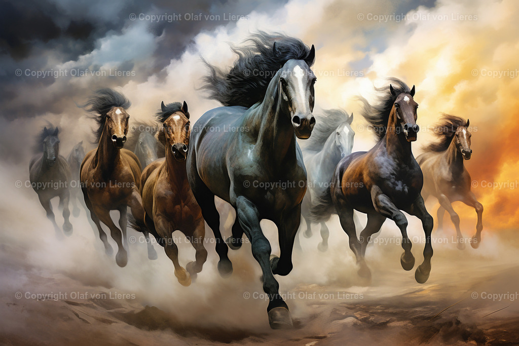 wilde Pferde gezeichnet | Wildpferde gemalt