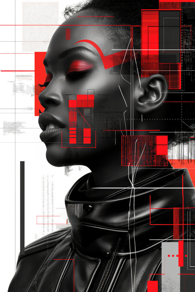 2405023 - Abstraktes Porträt | Porträt einer Frau mit modernen grafischen Elementen.