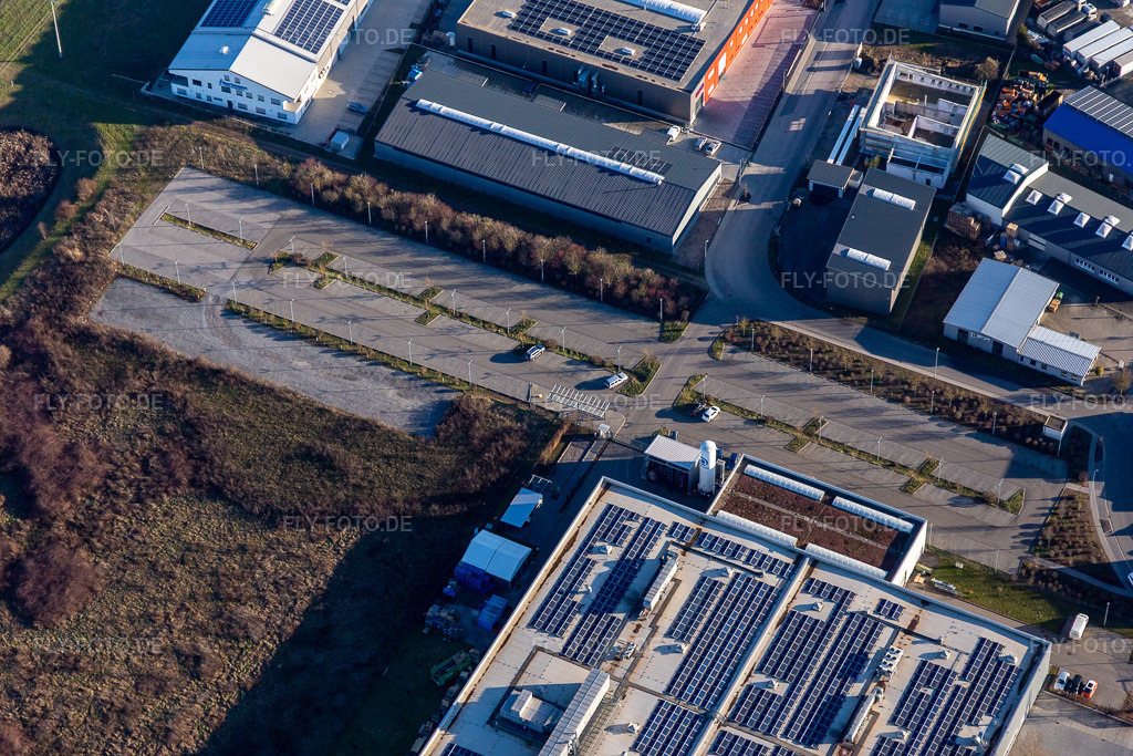 Luftbild: Industriegebiet Nord in Rülzheim im Bundesland Rheinland-Pfalz in Deutschland. Foto: IMG_125629.jpg vom 21.02.2021 durch Werner Riehm/FLY-FOTO.de