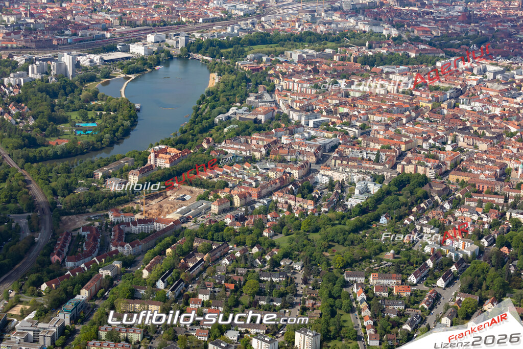 aktuelles Luftbild von Oststadt Nuernberg  - Luftaufnahme wurde 2019 von https://frankenair.de mittels Flugzeug (keine Drohne) erstellt.