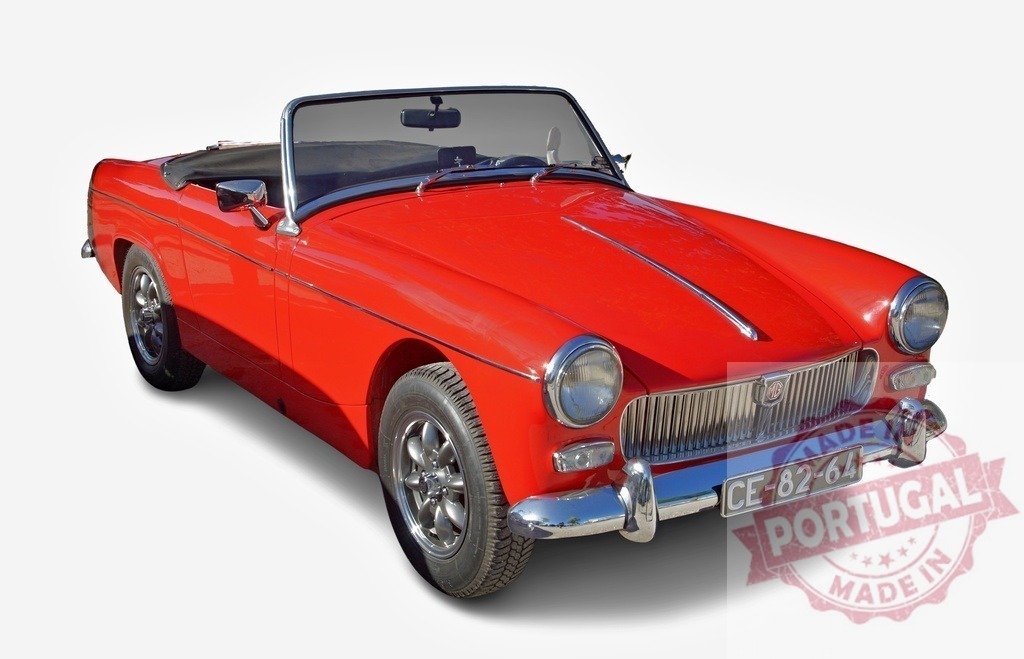 Red vintage MG Midget classic convertible car | Red vintage MG Midget convertible car showcasing classic design and historical transportation - Realized with Pictrs.com