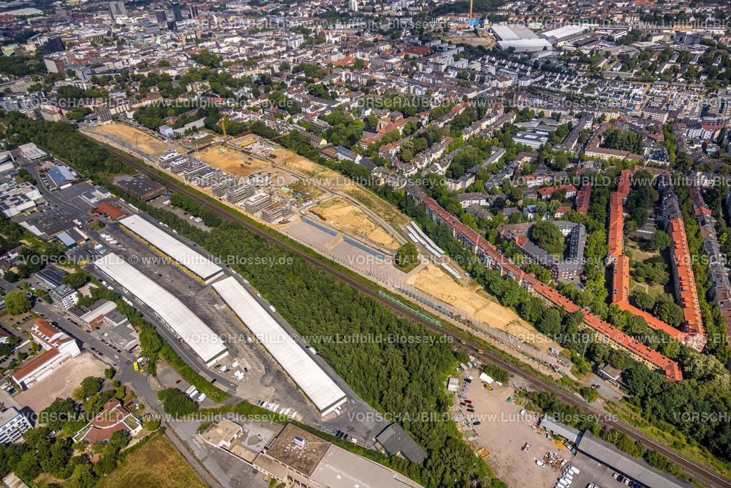 Dortmund220704454 | Luftbild, Baustelle Kronprinzenviertel für Neubau von Wohnungen Am Wasserturm Südbahnhof, Westfalendamm, Dortmund, Ruhrgebiet, Nordrhein-Westfalen, Deutschland