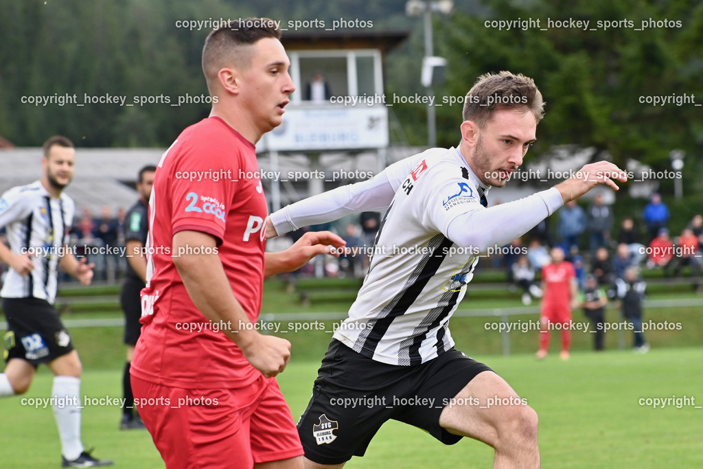 SVG Bleiburg vs. SAK 23.9.2023 | #20 Luka Vukovic SAK, #18 Alen Martinovic SVG Bleiburg, SVG Bleiburg vs. SAK 23.9.2023, SVG Bleiburg vs. SAK am 23.09.2023 in Bleiburg (Karl Kornberger Stadion), Austria, (Photo by Bernd Stefan)