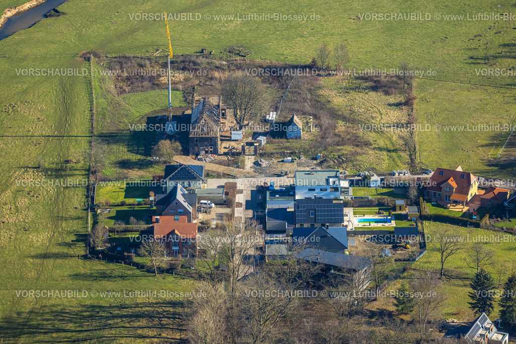 Olfen230206565 | Luftbild, Baustelle und Renovierung Haus Füchteln, Wohnsiedlung Haus Füchteln, Olfen-Kirchspiel, Olfen, Münsterland, Nordrhein-Westfalen, Deutschland