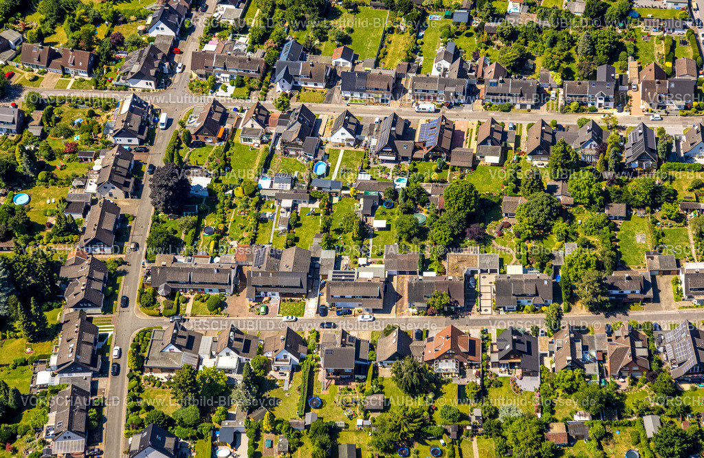 Essen230702759 | Luftbild, Reihenhaus-Wohnsiedlung zwischen Düppenberg und Triftstraße, Siedlergemeinschaft Gimkenshof, Gerschede, Essen, Ruhrgebiet, Nordrhein-Westfalen, Deutschland