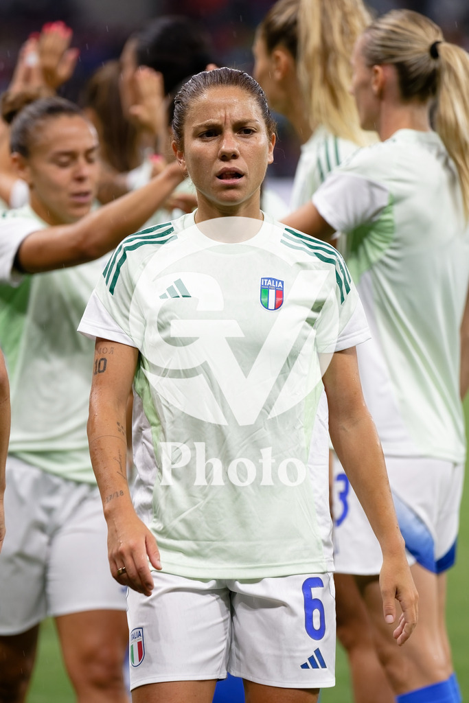 Portugal v Italy - UEFA Women's EURO 2025 Group B | GENEVA, SWITZERLAND - JULY 7:  Manuela Giugliano of Italy during warm-up before the UEFA Women's EURO 2025 Group B match between Portugal and Italy at Stade de Geneve on July 7, 2025 in Geneva, Switzerland. (Photo by Giuseppe Velletri/Sports Press Photo/Getty Images)