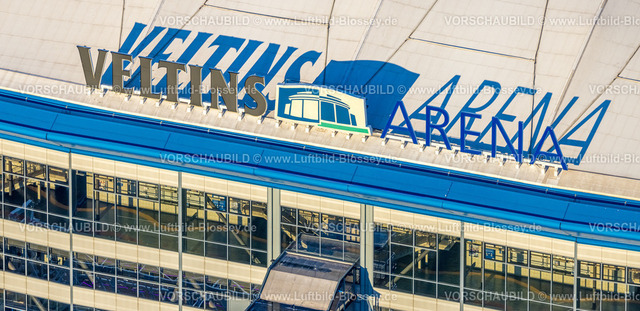 Gelsenkirchen230202348 | Luftbild, Schatten-Schriftzug Veltins-Arena am Bundesligastadion des FC Schalke 04, Erle, Gelsenkirchen, Ruhrgebiet, Nordrhein-Westfalen, Deutschland
