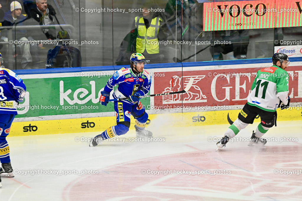 EC IDM WÄRMEPUMPEN VSV vs. Olimpija Ljubljana | #16 Kevin Hancock EC VSV, #11 Marly Quince Olimpija Ljubljana, EC IDM WÄRMEPUMPEN VSV vs. Olimpija Ljubljana, EC IDM WÄRMEPUMPEN VSV vs. Olimpija Ljubljana am 01.02.2026 in Villach (Stadthalle Villach), Austria, (Photo by Bernd Stefan)