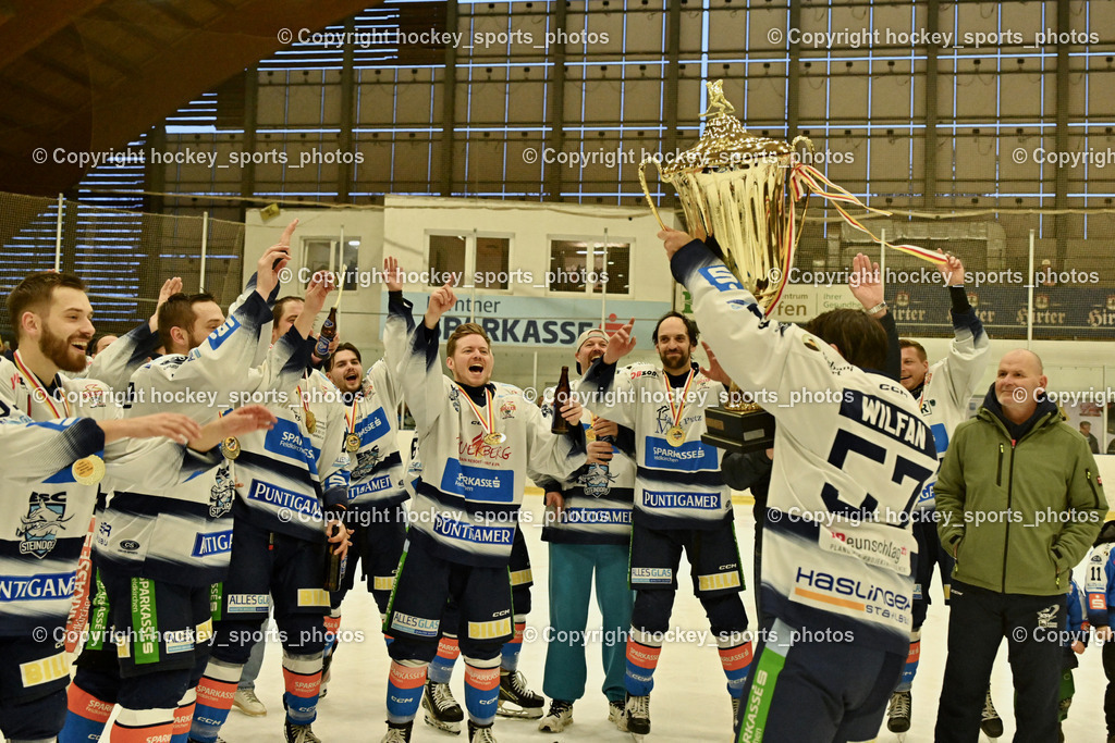 ESC Sparkasse Steindorf Meister 2025/26 | ESC Steindorf Mannschaft, #57 Wilfan Franz ESC Steindorf, ESC Sparkasse Steindorf Meister 2025/26, ESC Sparkasse Steindorf Meister 2025/26 am 08.03.2026 in Althofen (Stadthalle Althofen), Austria, (Photo by Bernd Stefan)