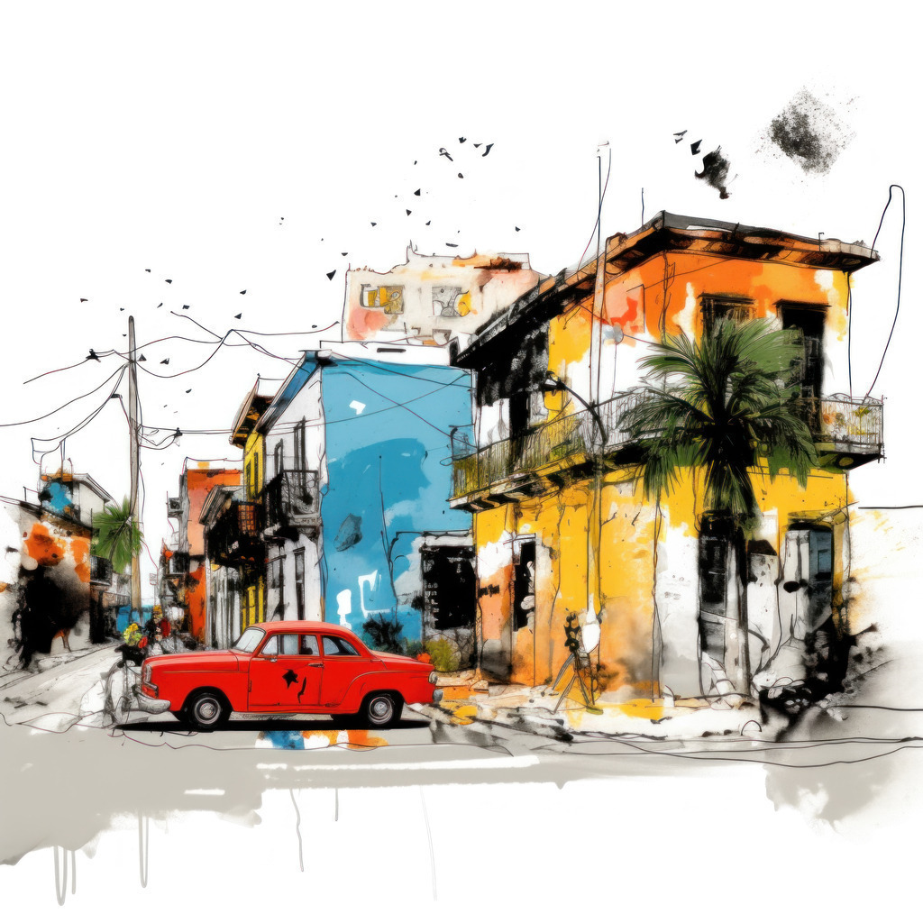 2308036 - Kuba | Digitale Kuba-Illustration. Bestellen Sie dieses Motiv als hochwertigen Kunstdruck auf Leinwand, Acrylglas, Dibond oder als Poster.