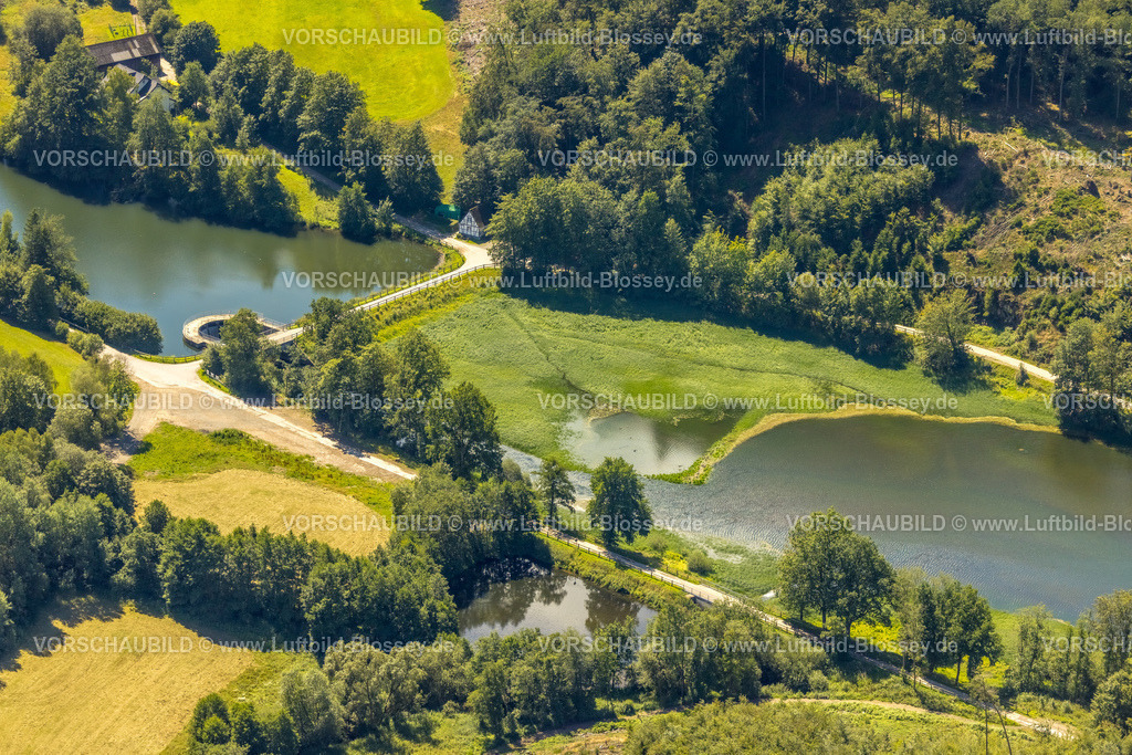 Ennepetal230801813 | Luftbild, Ennepetalsperre, Wiesen und Felder, Altenbreckerfeld, Breckerfeld, Ruhrgebiet, Nordrhein-Westfalen, Deutschland