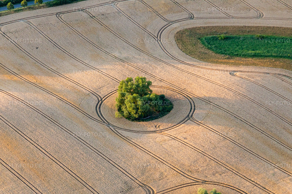 Luftbild: Runde Getreidefeld- Struktur: Toteissee im Acker in der Uckermark im Ortsteil Groß Fredenwalde in Gerswalde im Bundesland Brandenburg in Deutschland. Foto: IMG_116314.jpg vom 17.07.2019 durch Werner Riehm/FLY-FOTO.de