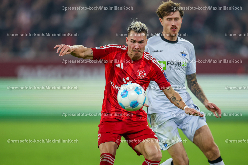 Due0911240109602154 | 09.11.2024, Fußball, Fortuna Düsseldorf - SC Paderborn 07, 2. Bundesliga, Merkur Spiel-Arena, Saison 2024 2025: Felix Klaus (Fortuna Düsseldorf #11)  DFB regulations prohibit any use of photographs as image sequences and or quasi-video.