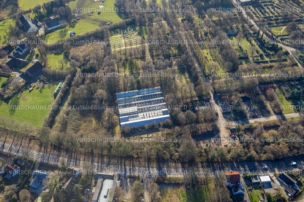 Muelheim230201001 | Luftbild, Hauptfriedhof, Alte Stadtgärtnerei - hier sollen Flüchtlingsunterkünfte gebaut werden, Holthausen - West, Mülheim an der Ruhr, Ruhrgebiet, Nordrhein-Westfalen, Deutschland