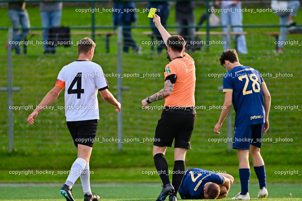SV Spittal 1921 vs. ATUS Velden | #4 Thomas Walker SV Spittal, Almedin Medin Referee, Gelbe Karte, #28 Manuel Thomas Guggenberger ATUS Velden, #7 Mario Kröpfl ATUS Velden, SV Spittal 1921 vs. ATUS Velden, SV Spittal 1921 vs. ATUS Velden am 05.06.2025 in Spittal an der Drau (Goldeck Stadion), Austria, (Photo by Bernd Stefan)