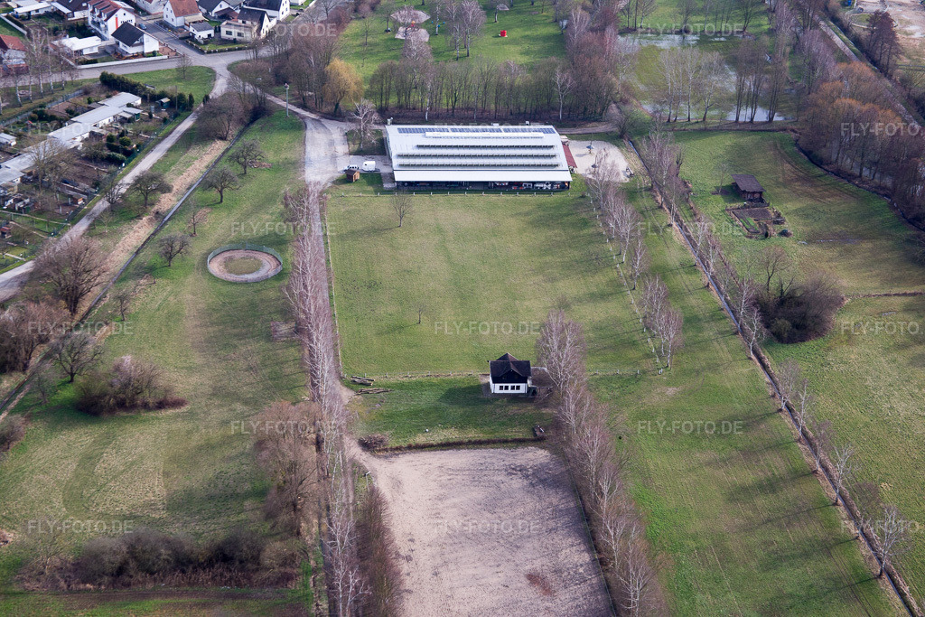 Luftbild: Reit- und Fahrverein eV im Ortsteil Graben in Graben-Neudorf im Bundesland Baden-Württemberg in Deutschland. Foto: IMG_086333.jpg vom 26.02.2016 durch Werner Riehm/FLY-FOTO.de