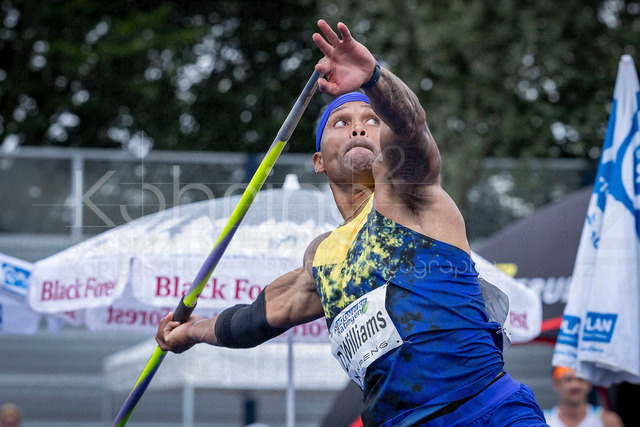 Multisport Event; Ratingen, 28.06.2026 | RATINGEN, GERMANY - JUNE 28, 2026 :  Devon Williams (USA / United States) competing in the javelin during the Multisport Event at Stadion Ratingen on June 28, 2026 in Ratingen, Germany.