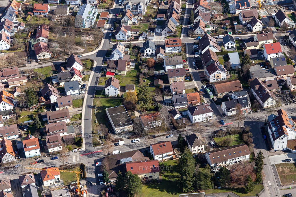 Luftbild: Martin-Luther-Straße in Renningen im Bundesland Baden-Württemberg in Deutschland. Foto: IMG_124957.jpg vom 20.02.2021 durch Werner Riehm/FLY-FOTO.de
