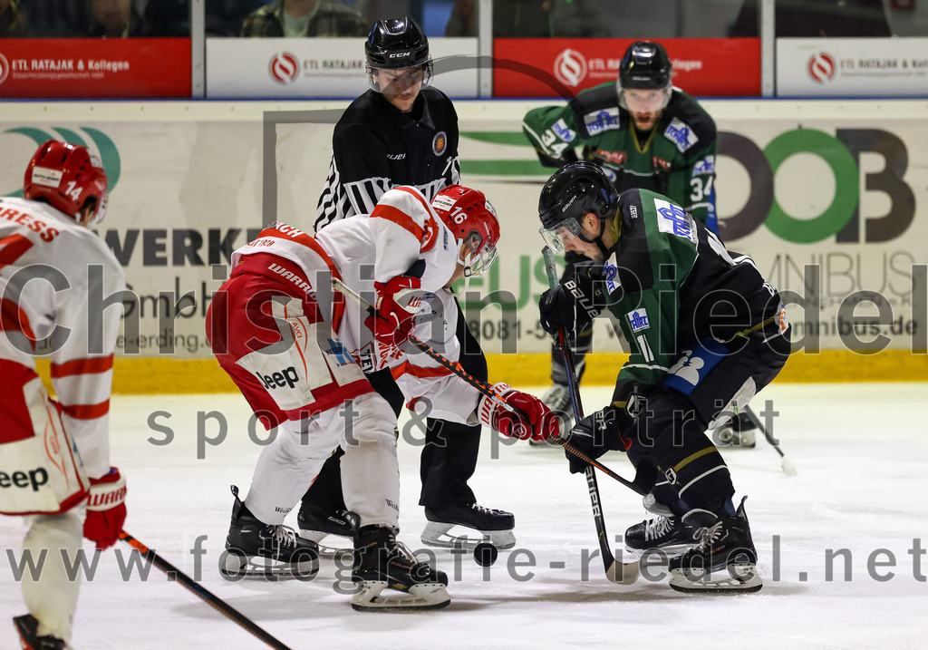 2023-03-19_046_TSV_Erding_gegen_TEV_Miesbach | Erding, Deutschland, 19.03.2023:
Eishockey, Bayernliga Playoffs 2022 / 2023, Halbfinale, TSV Erding gegen TEV Miesbach, Endergebnis: 

Patrick Asselin (TEV Miesbach, #16), Sebastian Busch (Erding Gladiators, #11)

Foto: Christian Riedel / fotografie-riedel.net