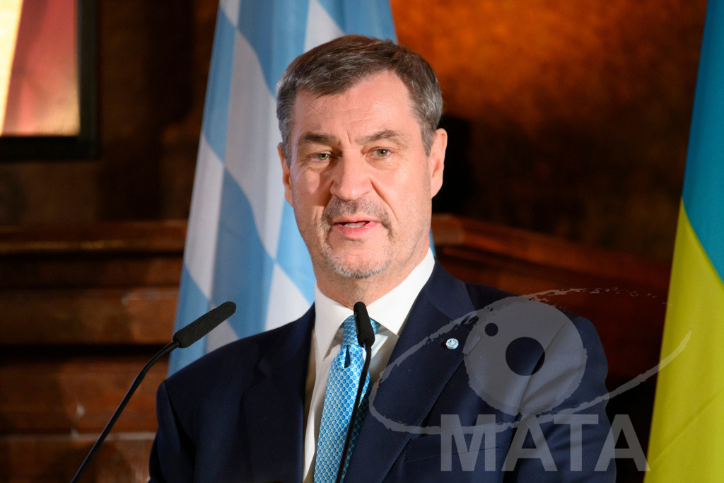 _DWA0599 | Bayerns Ministerpräsident Markus Söder (CSU) hält eine Rede in der Münchner Residenz bei der Verleihung des Ewald-von-Kleist-Preises.Der diesjährige Ewald-von-Kleist-Preis wird am Rande der Münchner Sicherheitskonferenz 2026 an das ukrainische Volk vergeben. München, 14.02.2026 Bayern Deutschland - Realized with Pictrs.com