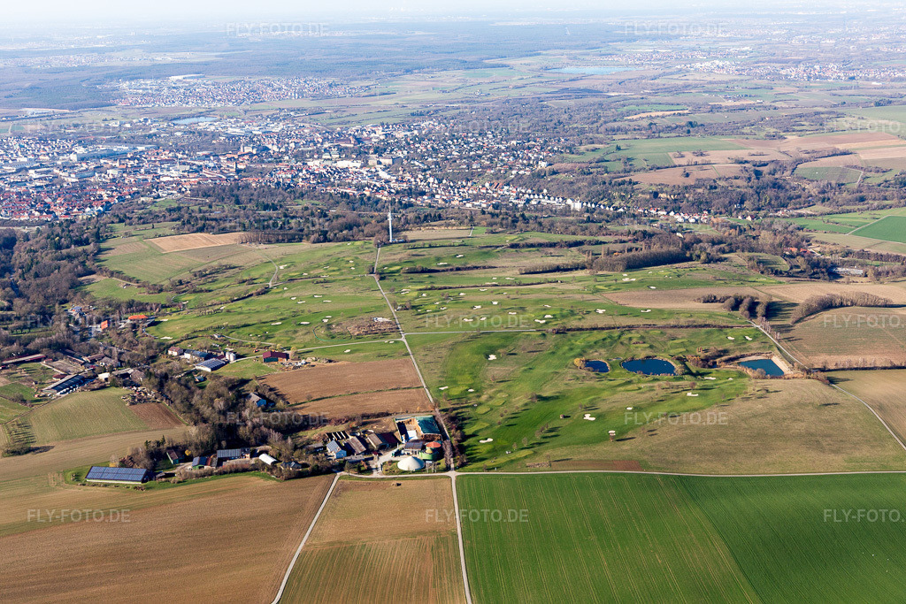 Luftbild: Golfclub Bruchsal e.V in Bruchsal im Bundesland Baden-Württemberg in Deutschland. Foto: IMG_097272.jpg vom 10.03.2017 durch Werner Riehm/FLY-FOTO.de
