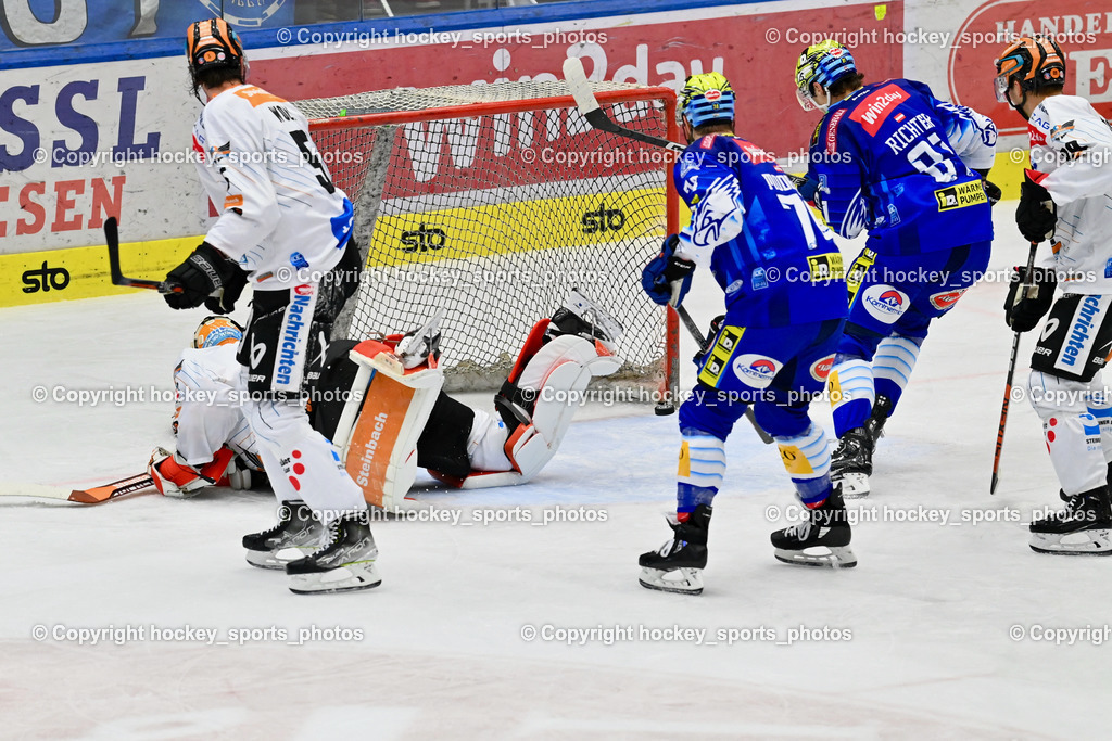 EC IDM Wärmepumpen VSV vs. Black Wings Linz 20.11.2022 | #5 Wolf Raphael, #32 Tirronen Rasmus, Tor EC VSV, #74 Moderer Kevin, #81 Richter Marco