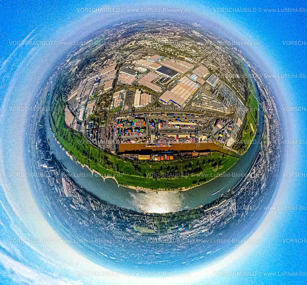 Duisburg250490015Logport1Rheinhausen | Luftbild, duisport Hafen, logport I Rheinhausen, logport 1, Containerhafen, Duisburg Hafen D3T Duisburg Trimodal Terminal, AutomobilLogistik, Erdkugel, Fisheye Aufnahme, Fischaugen Aufnahme, 360 Grad Aufnahme, tiny world, little planet, fisheye Bild, Hüttenheim, Duisburg, Ruhrgebiet, Nordrhein-Westfalen, Deutschland
