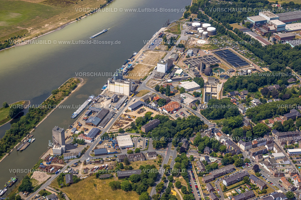 Wesel220703189 | Luftbild, Hafen Wesel mit Lippemündung in den Fluss Rhein, Binnenschifffahrt, Wesel, Niederrhein, Nordrhein-Westfalen, Deutschland