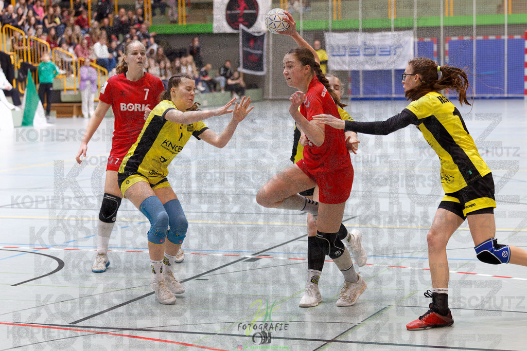 Hessenmeisterschaft wJC - Finale; HSG Kleenheim - HSG Weiterstadt/ Braunsh.Worf. | Hessenmeisterschaft wJC - Finale; HSG Kleenheim - HSG Weiterstadt/ Braunsh.Worf. am 22.03.2025 in Biedenkopf (Sporthalle Lahntalschule)Photo © 2025 - Jörg Heinrich - Realisiert mit Pictrs.com