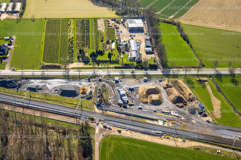 Rees240312165Haldern | Luftbild, Ausbau der Betuweroute und Betuwe-Linie Eisenbahnstrecke, Baustelle Streckenabschnitt an der Weseler Landstraße L7, Haldern, Rees, Nordrhein-Westfalen, Deutschland