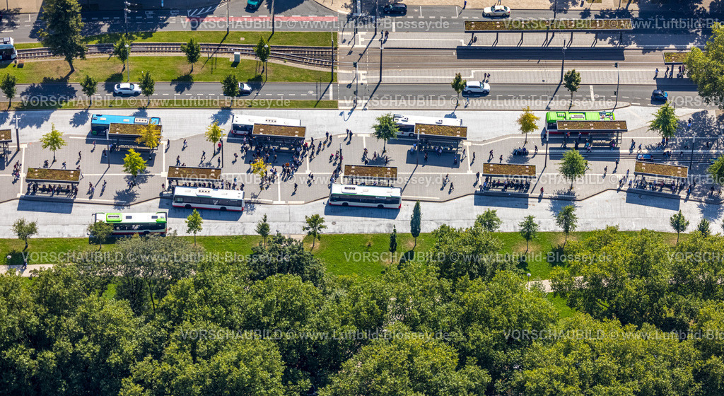 Gelsenkirchen240807802GE-Nord | Luftbild, Busse und Fahrgäste am ZOB Omnibusbahnhof Buer, Buer, Gelsenkirchen, Ruhrgebiet, Nordrhein-Westfalen, Deutschland