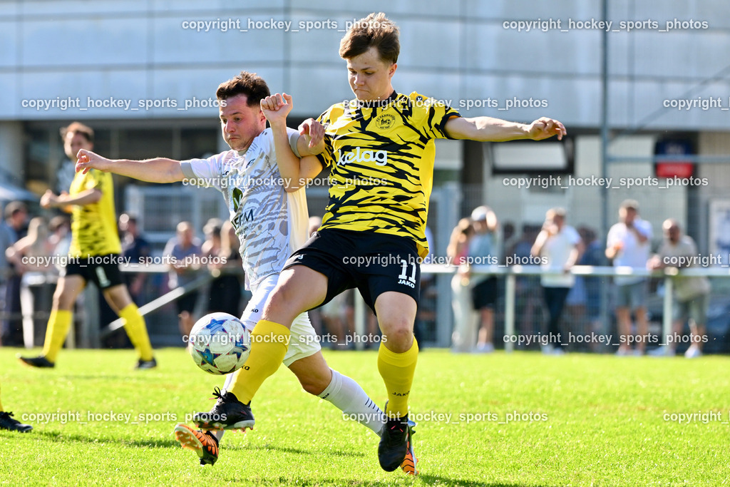 SC Magdalen vs. FC Faakersee | #11 Marvin Ungerböck FC Faakersee, #11 Gianluca Rabitsch SC Magdalen, SC Magdalen vs. FC Faakersee, SC Magdalen vs. FC Faakersee am 14.04.2024 in Villach (Sportplatz St. Magdalen), Austria, (Photo by Bernd Stefan)
