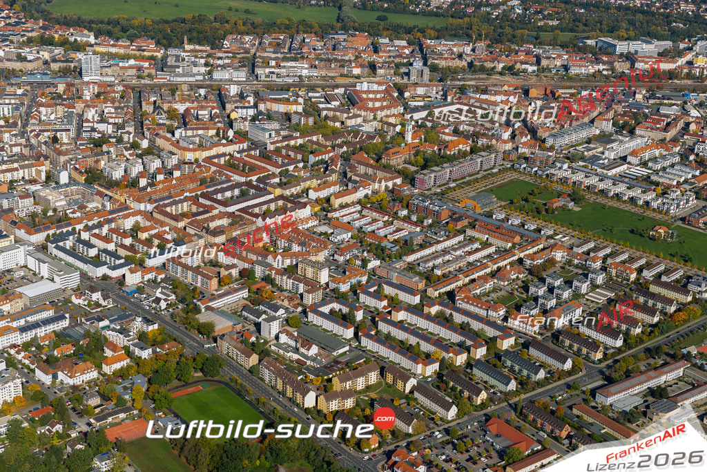 aktuelles Luftbild von Nuernberg  Suedstadt - Luftaufnahme wurde 2019 von https://frankenair.de mittels Flugzeug (keine Drohne) erstellt.