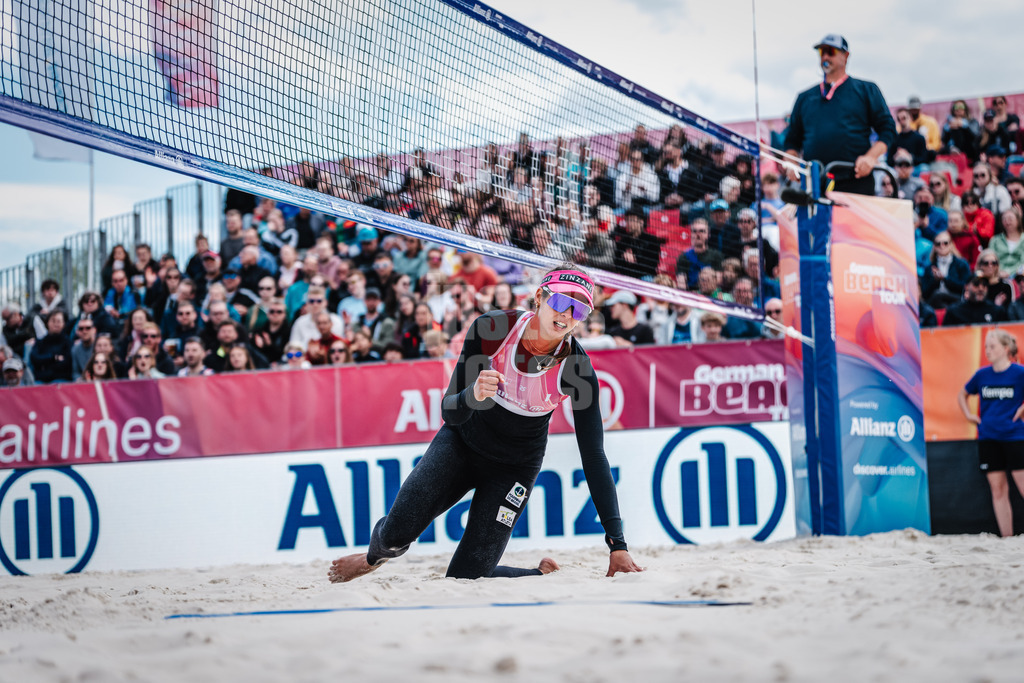 Beachvolleyball | Frauen | German Beach Tour 2024 | Tourstop Bremen | 09.06.2024 | Andressa Cavalcanti Ramalho (BRA) freut sich und ballt die Faust