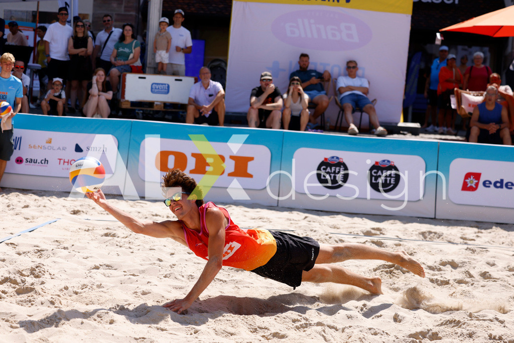 Obi BeachTour 2026 - Basel | BASEL, SWITZERLAND - JULY 18: DANIEL ALLEMANN (SUI)  during the Obi BeachTour 2026 match between ALLEMANN / LEFFLER (SUI) and MASSEREY / SCHNEGG (SUI) at Barfüsserplatz on July 18, 2026 in Basel, Switzerland. - Realisiert mit Pictrs.com