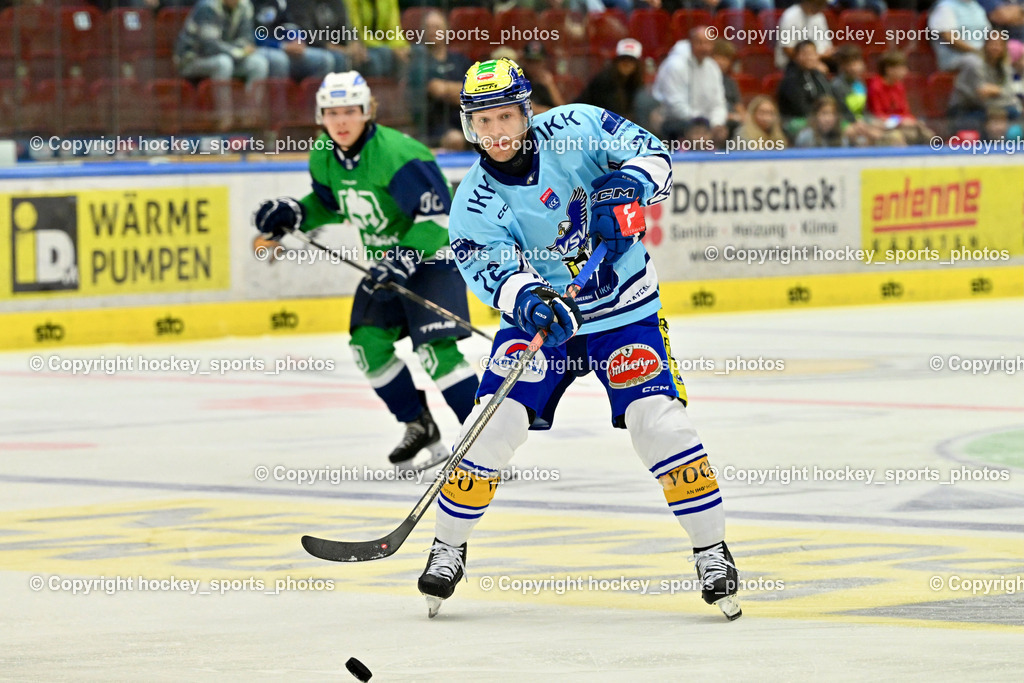 EC iDM Wärmepumpen VSV vs. KHL Sisak | #72 John Hughes EC VSV, EC iDM Wärmepumpen VSV vs. KHL Sisak, EC iDM Wärmepumpen VSV vs. KHL Sisak am 02.09.2025 in Villach (Stadthalle Villach), Austria, (Photo by Bernd Stefan)