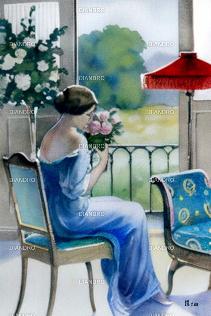 Dame im Sommer Aquarell | DIANDRO