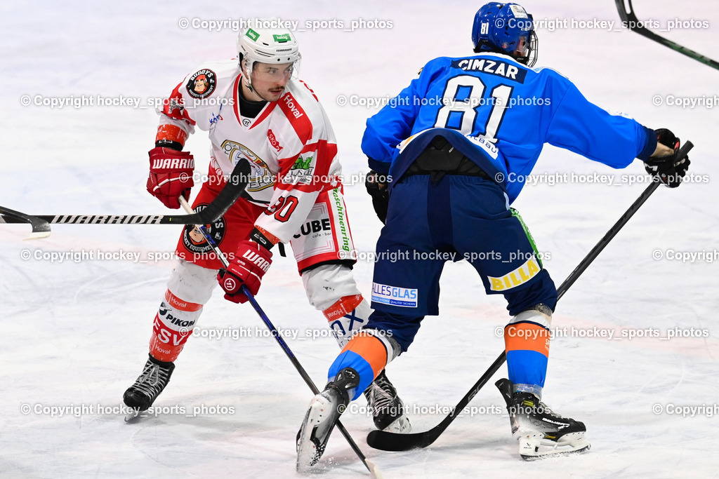 ESC Sparkasse Steindorf vs. ESV Ferlach | #81 Cimzar Tadej ESC Steindorf, #90 Schubernig Markus ESV Ferlach, ESC Sparkasse Steindorf vs. ESV Ferlach, ESC Sparkasse Steindorf vs. ESV Ferlach am 22.02.2026 in Steindorf  (Ossiachersee Halle ), Austria, (Photo by Bernd Stefan)