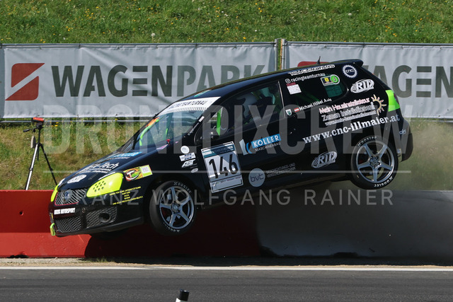 FIA European Hill Climb Championship – Rechberg 2026    | FIA European Hill Climb Championship at Rechberg, held from 24 to 26 April 2026 near Tulwitz, Styria, Austria. The image shows Michael HÖBEL (AUT) VW Golf 5 GTI, crash.     