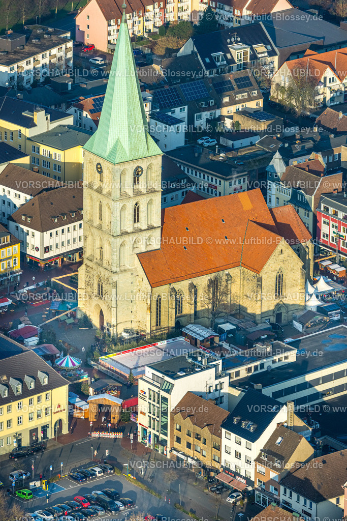 Hamm241200745 | Luftbild, evang. Pauluskirche in der Innenstadt mit Weihnachtsmarkt, Mitte, Hamm, Ruhrgebiet, Nordrhein-Westfalen, Deutschland