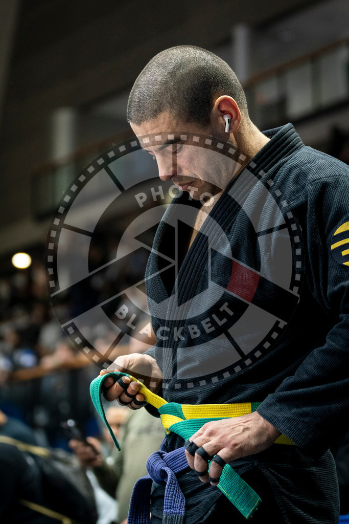 20240125PBB00600 | Fighters compete during the sixth day of the Brazilian Jiu-jitsu European Championship of the IBJJF in Paris, France, on January 25, 2024.