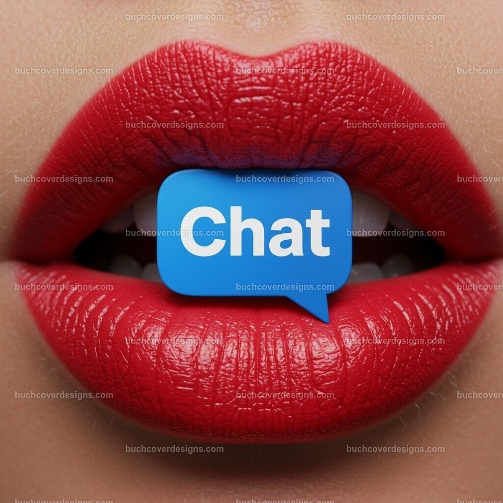 Rote Lippen mit Chat Logo | Entdecken Sie kreative Buch Cover Designs für Self-Publishing-Autoren und Verlage! Unsere maßgeschneiderten Designs ziehen Leser an und bringen Ihre Geschichten visuell zum Leben. Lassen Sie uns Ihr perfektes Cover gestalten!