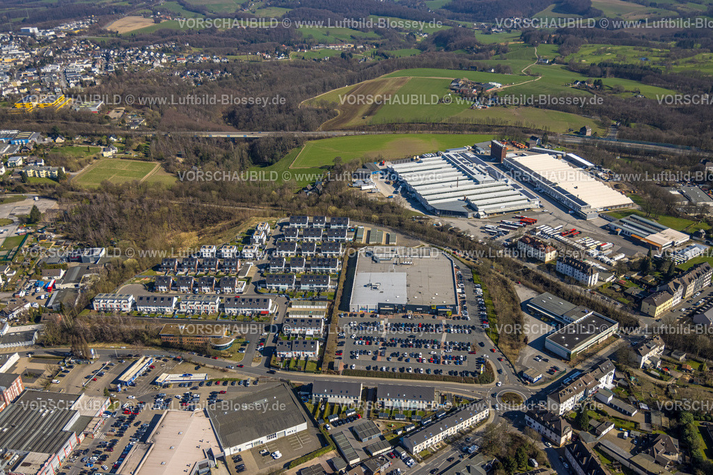 Velbert240301635 | Luftbild, Gewerbegebiet Schmalenhofer Straße und Panorama Radweg, 
Neubau-Wohngebiet Einfamilienhäuser Winkelstraße, Velbert, Ruhrgebiet, Nordrhein-Westfalen, Deutschland