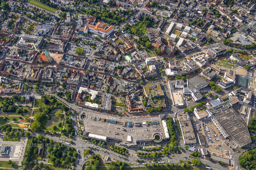 Hamm220601736 | Luftbild, City Innenstadtansicht mit Allee-Center und City-Center, evang. Pauluskirche und St. Marien-Hospital Hamm, Mitte, Hamm, Ruhrgebiet, Nordrhein-Westfalen, Deutschland