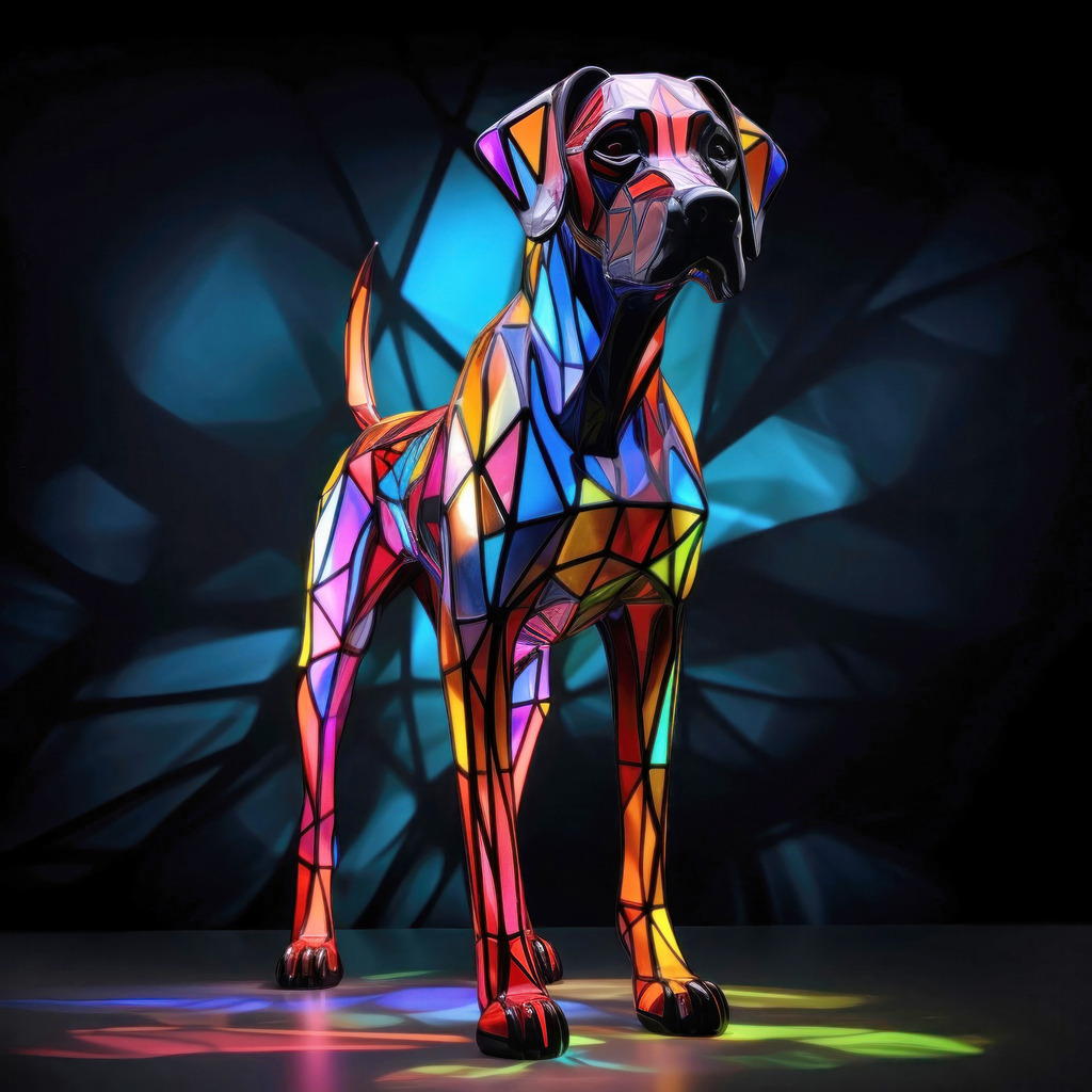 2401039 - Hund aus buntem Glas | Motiv einer Hundeskulptur aus Buntglas.