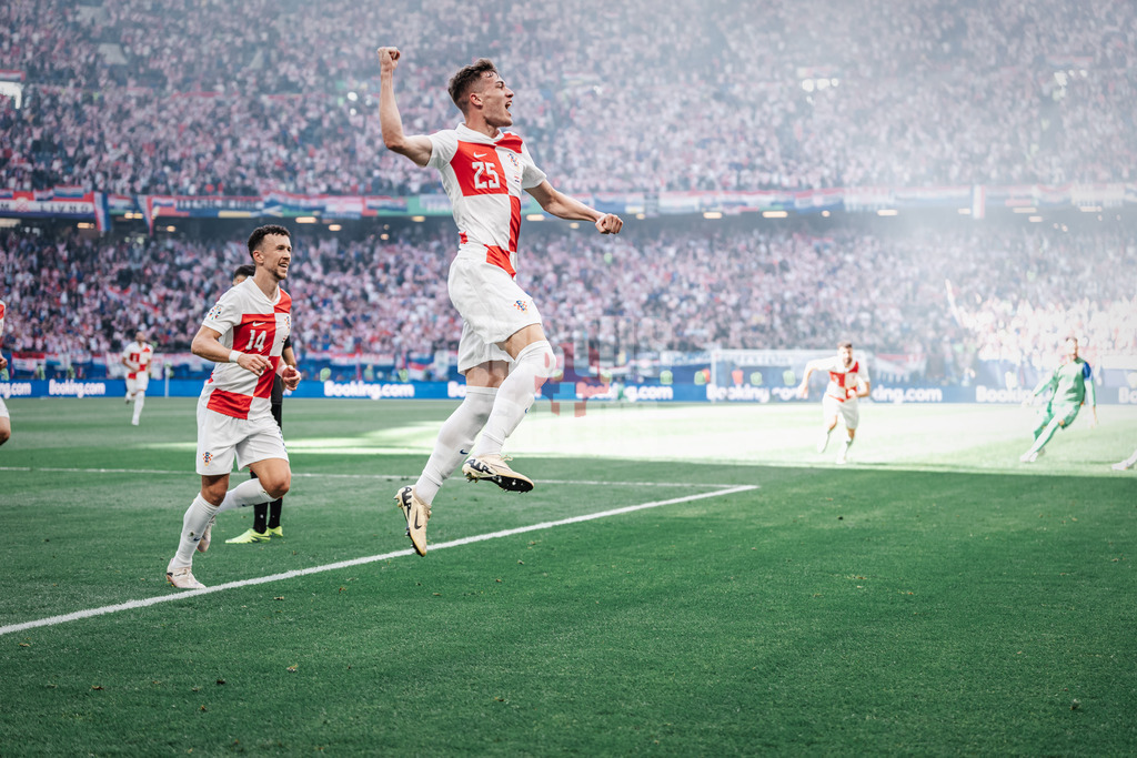 Fußball | Herren | UEFA-Fußball-Europameisterschaft 2024 | Gruppe B | Kroatien vs. Albanien | 19.06.2024 | Torjubel Luka Susic (#25, Kroatien)